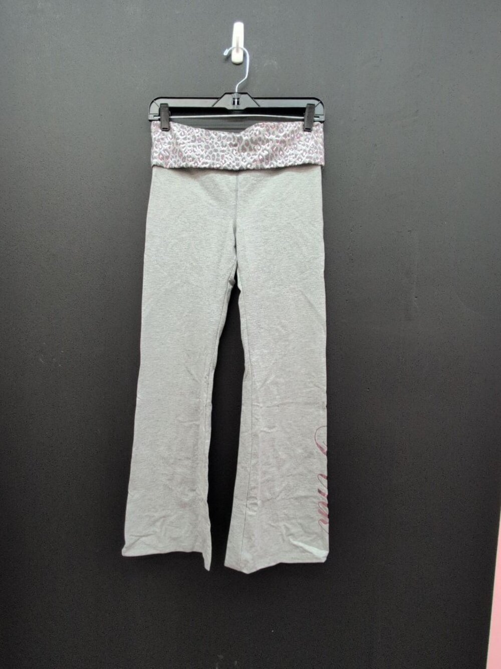 Victoria Secret All Day Cotton Foldover Flare Leggings Medium Grey Leopard